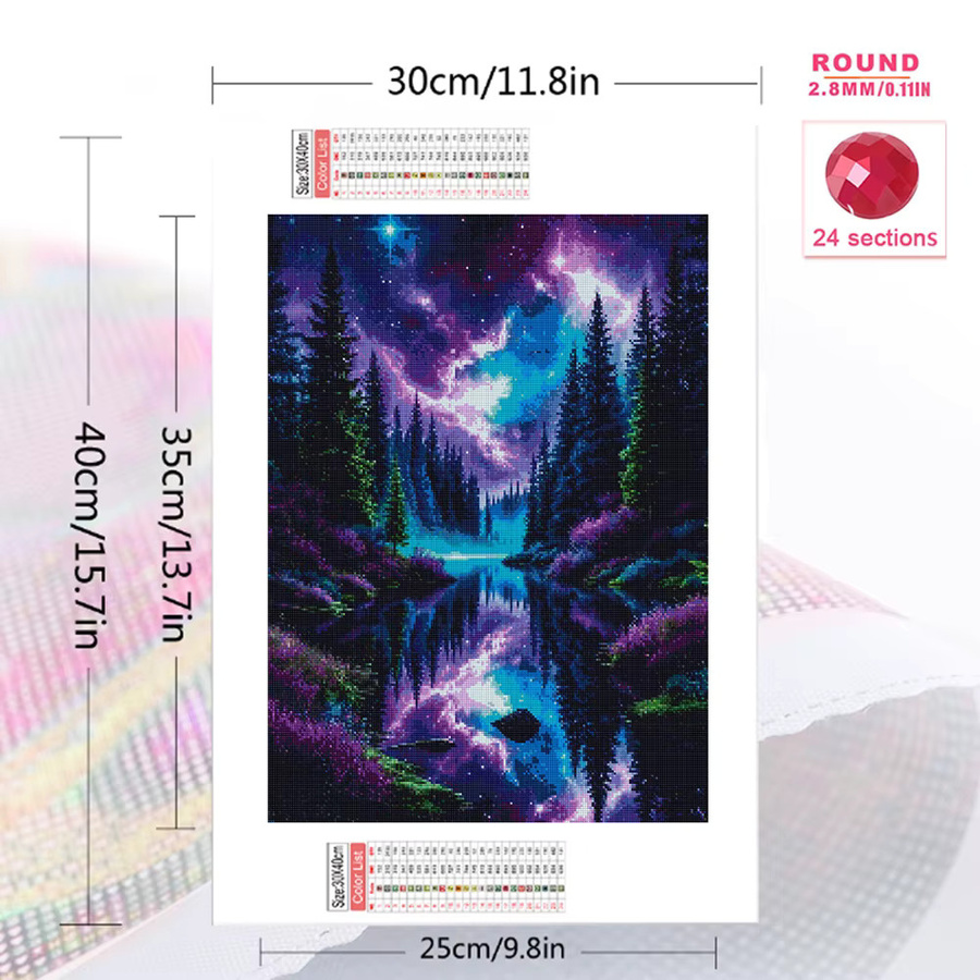 Evershine Diamant-Stickerei Aurora Kreuzstich-Set mit Landschaftsmotiv in Mehrfarbig, B/H: 30,0 x 20,0 cm - Bild 2