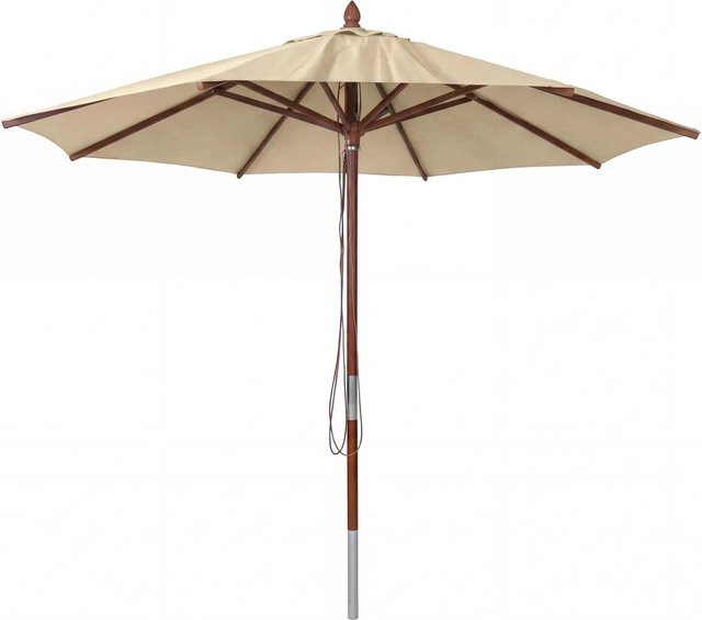 MCW Gastronomie Holz-Sonnenschirm C57b mit Seilzug, rund, Durchmesser: 300 cm, Farbe: Creme - Bild 2