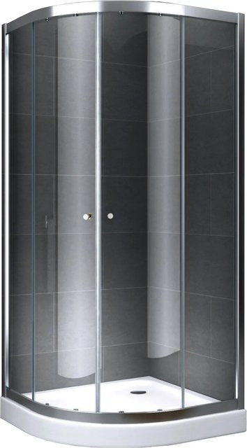 Dein Bau Projekt Duschkabine Viertelkreis mit Klarglas als Eckkabine, Schiebetür, Farbe Transparent, B/T/H: 80 x 80 x 190 cm - Bild 1