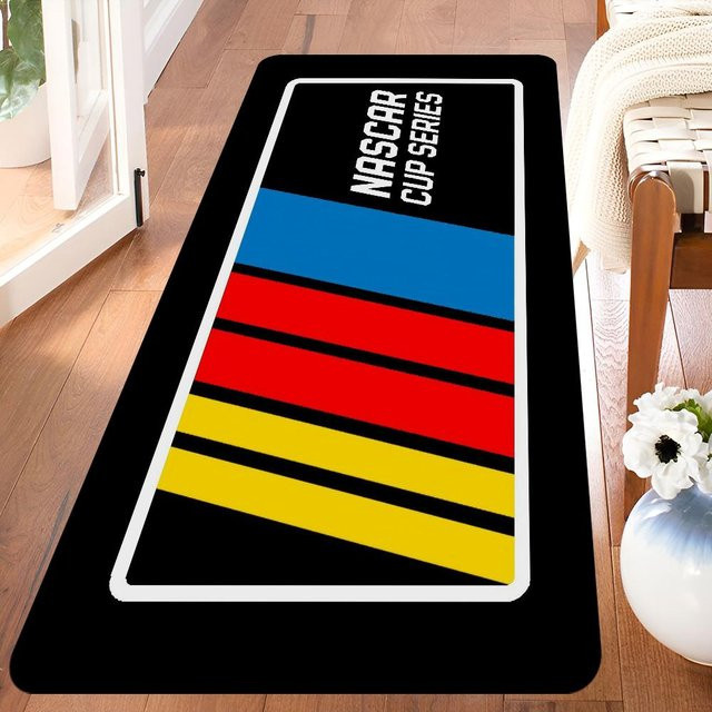 JGJG N-NASCARS Rennwagen Flurteppich, rutschfeste und waschbare Waschküchenmatte für Wohnzimmer, Balkon oder Flur, B/T: 40 x 120 cm, Mehrfarbig - Bild 1