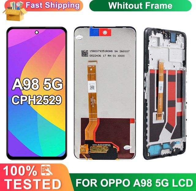 Oppo A98 5G CPH2529 Ersatz LCD-Display mit Rahmen und Touchscreen Digitizer in Schwarz, 6,72 Zoll - Bild 1