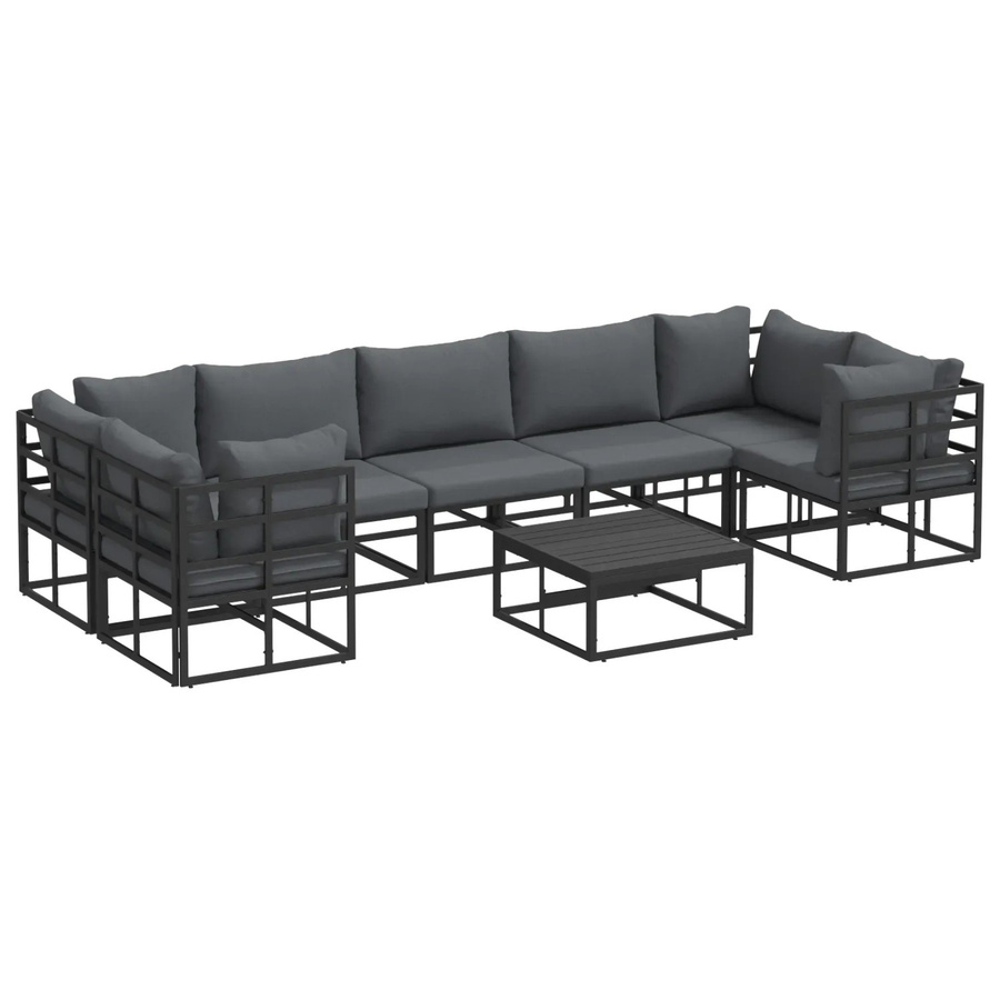 vidaXL 8-teiliges Garten-Sofa-Set aus Aluminium in Schwarz und Grau - Bild 2