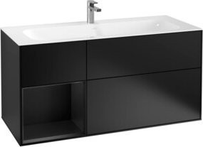 V&B Waschtischunterschrank Finion mit Wandbeleuchtung, Blau lackiert, B: 119,6 cm, T: 49,8 cm - Bild 1
