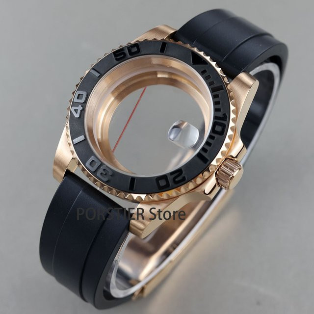Uhrengehäuse Roségold, Kautschukarmband, Herren, 28,5 mm, wasserdicht - Bild 1