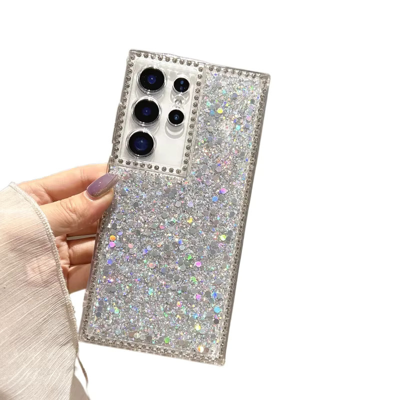 Stoßfeste Handyhülle mit Glitzer-Kristall-Diamant-Design für Samsung Galaxy S25 Edge, S24 Plus, S23, S22 und S21 FE Ultra in Silber - Bild 2