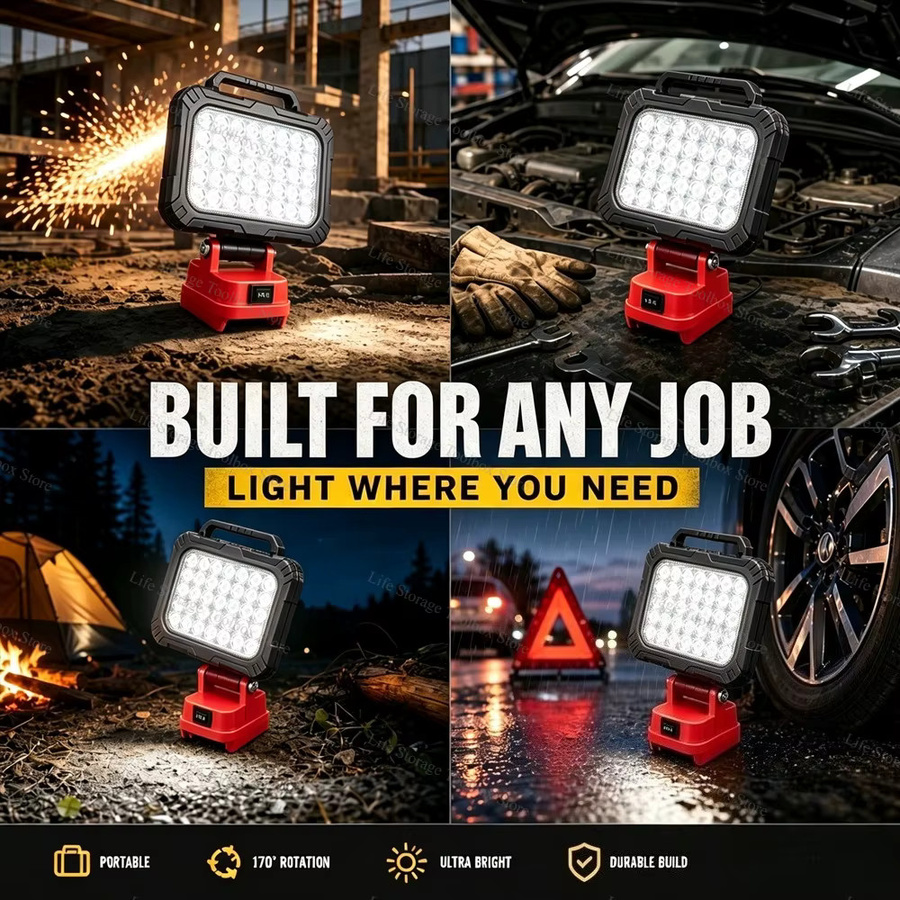 Milwaukee LED-Scheinwerfer Kompatibel mit M18 Akku Tragbare Kabellose Arbeitsleuchte für Outdoor und Notfall in Weiß - Bild 6