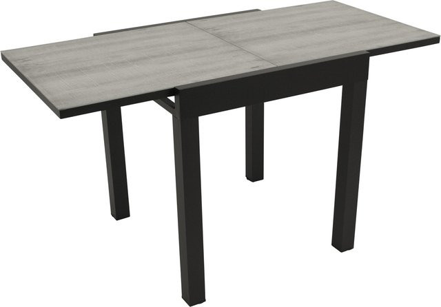 DEGAMO Balkon-Ausziehtisch FARO aus Aluminium in Anthrazit mit Glas in hellgrauer Keramikoptik, B/T/H: 70 x 70 x 70 cm bis 140 x 70 x 70 cm - Bild 1