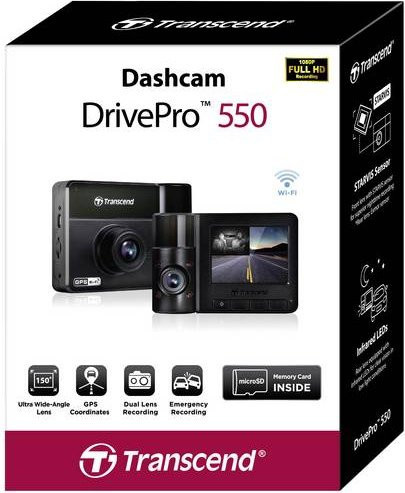 Transcend DrivePro 550B Dashcam mit GPS, WLAN und Full HD 1080p in Schwarz - Bild 1
