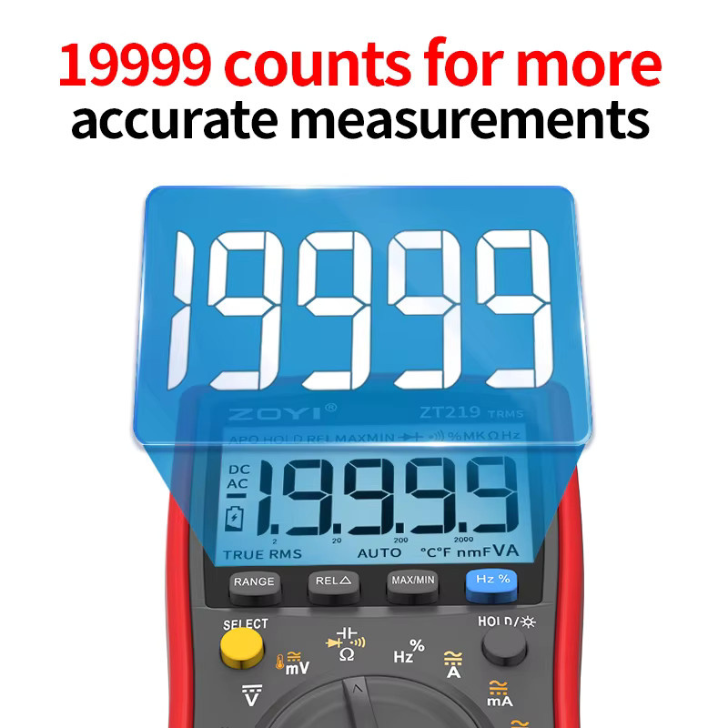 ZOYI ZT219 Digitalmultimeter True RMS AC/DC Multimeter Spannungsprüfer in Rot - Bild 2