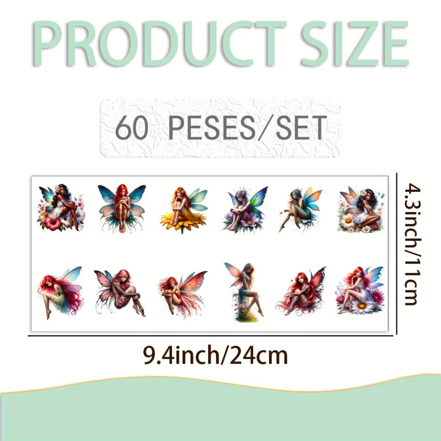 60 Stück Fairy Elves UV DTF Transfers in Multicolour für DIY-Bastelarbeiten und Bürobedarf - Bild 2