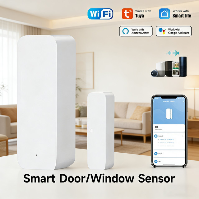 Tuya WLAN Smart Tür- und Fenstersensor zur Offen- und Geschlossen-Erkennung in Weiß, kompatibel mit Alexa und Smart Life - Bild 1