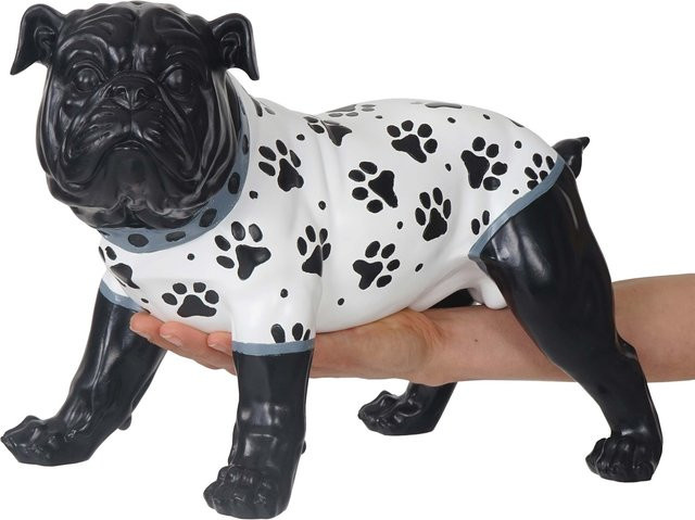 MCW Deko Figur Bulldogge aus Polyresin in Schwarz mit Pfotenmuster, Höhe: 24 cm - Bild 1