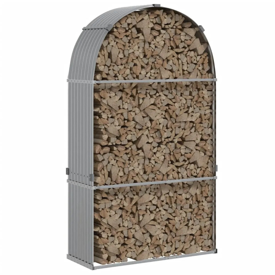 vidaXL Kaminholzunterstand aus verzinktem Stahl in Hellgrau, B/T/H: 120 x 45 x 210 cm - Bild 2