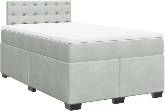 vidaXL Boxspringbett mit Matratze Hybrid-Design aus Samt in Hellgrau, B/T/H: 120 x 200 cm - Bild 1