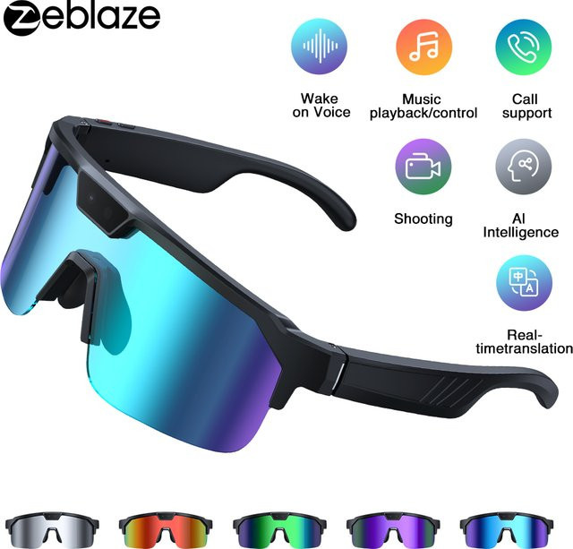 Zeblaze Smart-Brille für Herren mit 1280P Pixel-Kamera, KI-Fotoerkennung, Bluetooth-Anrufen und Sprachübersetzung, Farben: Schwarz und Orange - Bild 1