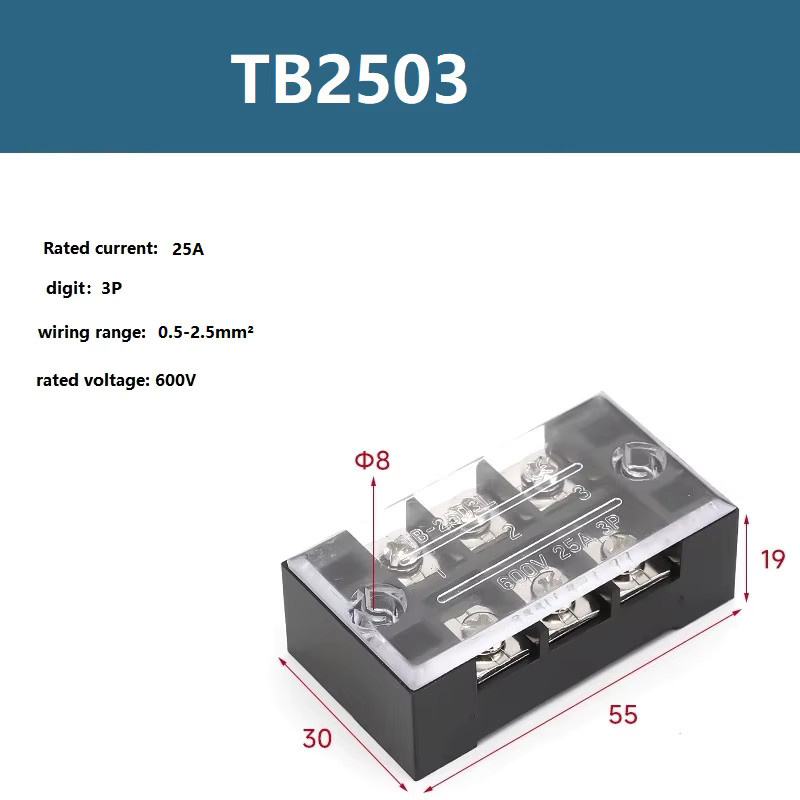 FATO Zweireihiger Barriere-Schraubklemmenblock TB Serie Drahtverbinder 25A 600V - Bild 2