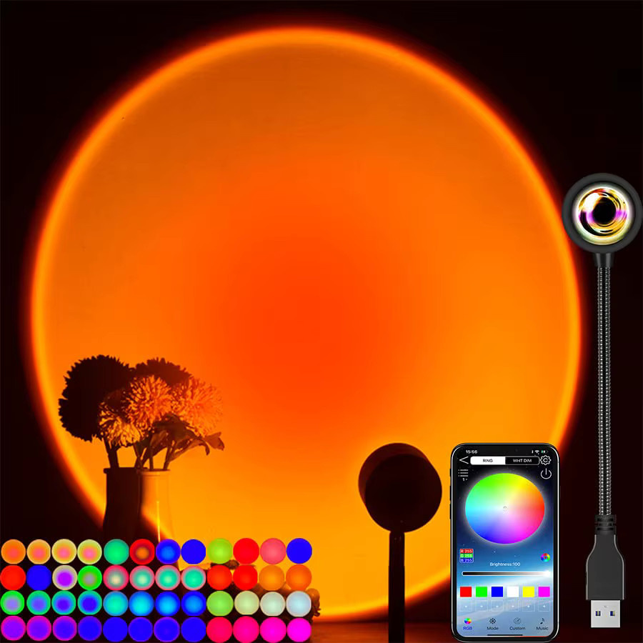 Tuya Smart Sunset Lampe LED Projektor mit Fernbedienung und Bluetooth App Steuerung für Atmosphäre und Fotografie - Bild 5