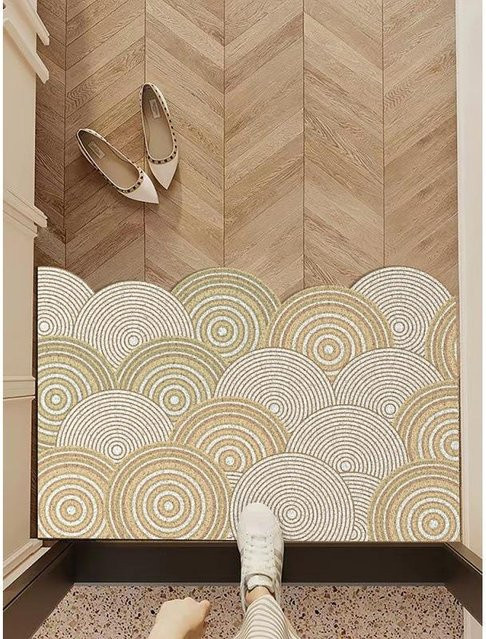 Retro Seiden-Bodenmatte von Yiran Furniture, unregelmäßige Fußmatte aus PVC, verschleißfest und rutschfest, B/T: 120 x 140 cm - Bild 1