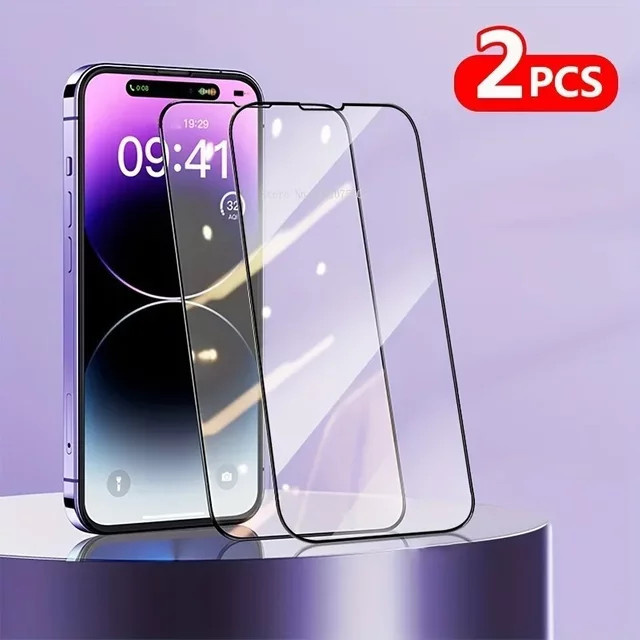2er-Set ONEVAN Vollflächige Schutzglas-Displayschutzfolien für iPhone, Transparent - Bild 1