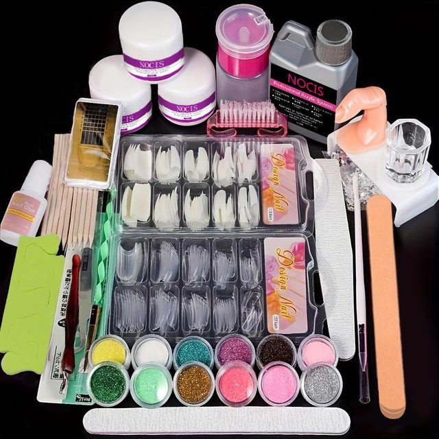 HLGEL Acryl-Nagelset, 12 Farben Glitzer, Schimmernd, Unisex - Bild 1