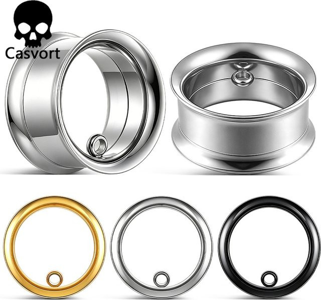 Casvort Ohrhänger-Tunnel Dehner, Edelstahl, Silber, Unisex - Bild 1