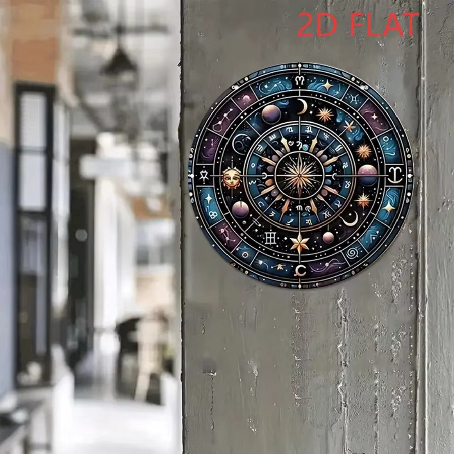 HELLOYOUNG Astrologie Wandkunst aus Metall mit keltischem Knoten, Runde Sternzeichen Wanddekoration in Multicolour, Durchmesser: 20 cm - Bild 3
