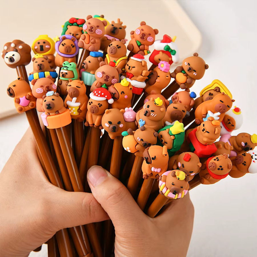 30 Stück Kawaii Capybara Gelstifte mit schwarzer Tinte, 0,5 mm, braun/schwarz, Schreibwaren für Schule und Büro - Bild 3