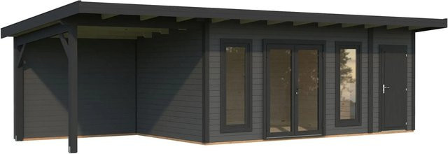 Palmako Holz-Gartenhaus Aurelia Pultdach in Grau/Anthrazit mit Boden und modernem Design B: 889 cm, T: 300 cm - Bild 1