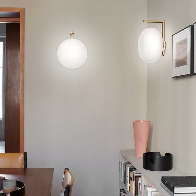 Oluce Alba 194 Wandleuchte in Weiß und Gold/Messing mit Glas und Metall, dimmbar - Bild 1