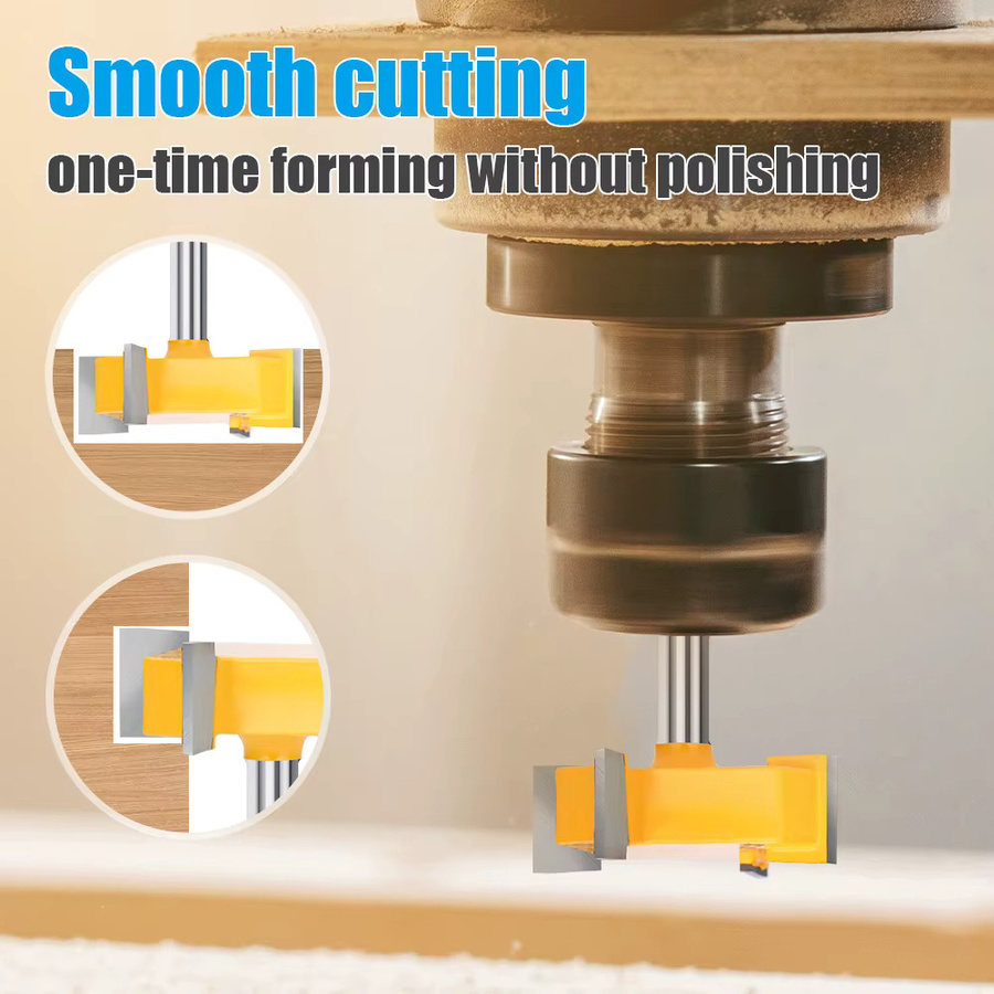 XCAN T-Typ Schlitzfräser mit 6,35 mm Schaft und 4 Schneiden aus Hartmetall für die Holzbearbeitung - Bild 2