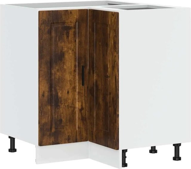 vidaXL Küchen-Eckunterschrank Porto in Räuchereiche, moderner Eckschrank aus Holzwerkstoff mit Scharniertüren, Braun, B/T/H: 75,5 x 75,5 x 81,5 cm - Bild 1