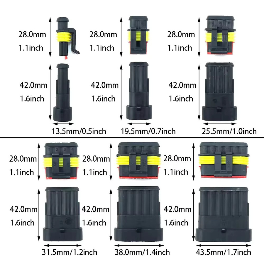352-teiliges Set wasserdichte elektrische Steckverbinder für KFZ-Verkabelung mit 1, 2, 3 und 4 Pin Steckern (männlich und weiblich) - Bild 5