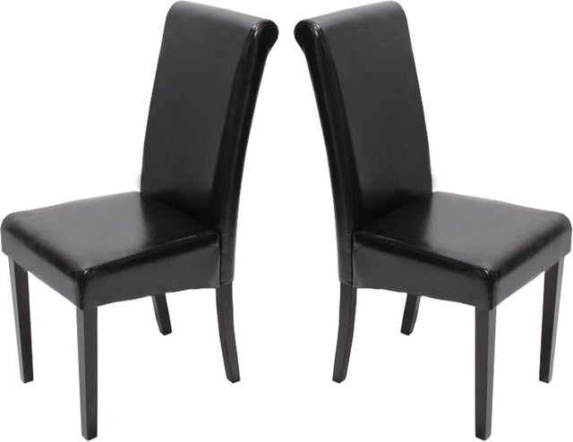 MCW Esszimmerstuhl Lecce II 2er-Set aus schwarzem Leder mit dunklen Beinen - Bild 1