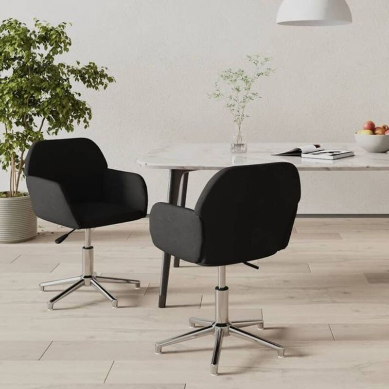 Set aus 2 Esszimmerstühlen von vidaxl, drehbar, modern, Schwarz, Stoff und Metall - Bild 1