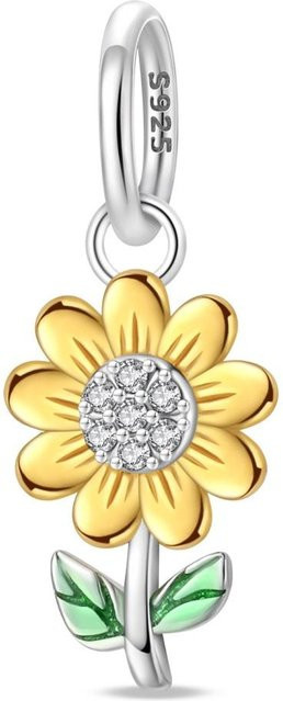 Sonnenblumen-Anhängerperlen-Komponente, Kupfer, Gold, Zirkonia, Damen - Bild 1