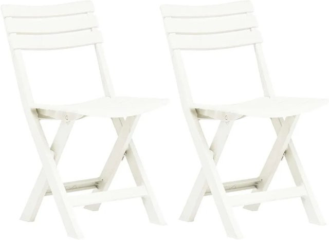 Furnicato Klappbare Gartenstühle aus Kunststoff, 2er Set, Weiß, B/T/H: 45 x 44 x 78 cm - Bild 1