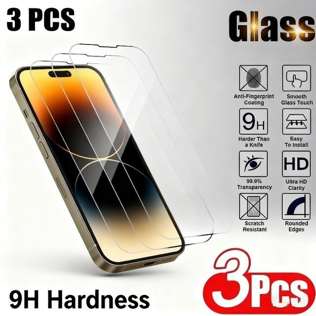 3-teiliges Panzerglas-Set als Displayschutz für iPhone 11 bis iPhone 17 Pro Max in Transparent - Bild 1