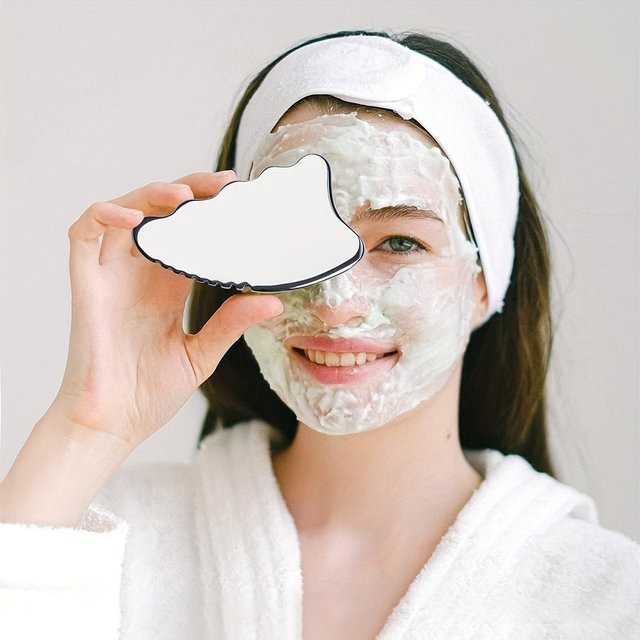 Gesichtsmassage-Gua Sha Werkzeug aus Edelstahl, Unisex - Bild 1