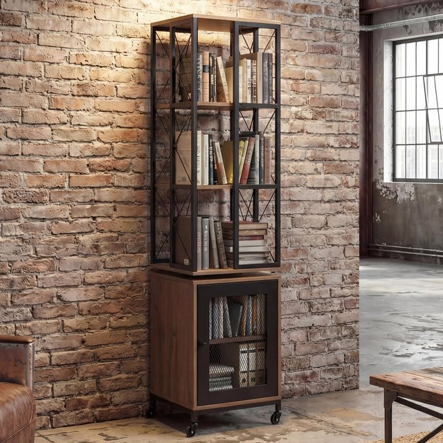 MCW Bücherregal P13 Industrial Design aus Metall und Melamin in Braun, H x B x T: 162 x 40 x 42 cm - Bild 1