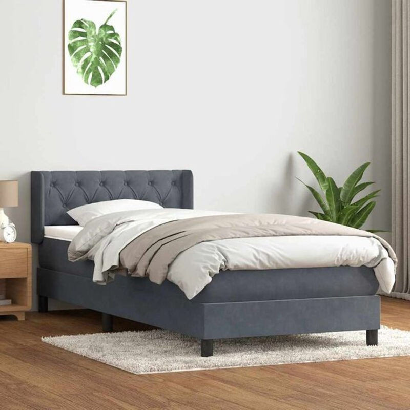 vidaxl Boxspringbett mit Matratze aus Samt in Dunkelgrau B/L: 80 x 210 cm - Bild 1