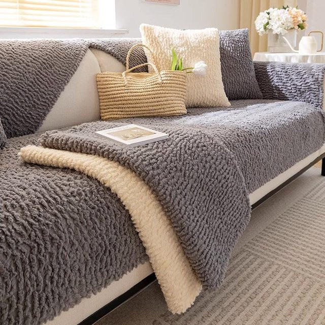 Household supplies MH Plüsch Sofa Kissen Grau, Weiche Fleece Couchdecke mit Anti-Slip Funktion, B/B: 70 x 70 cm - Bild 1