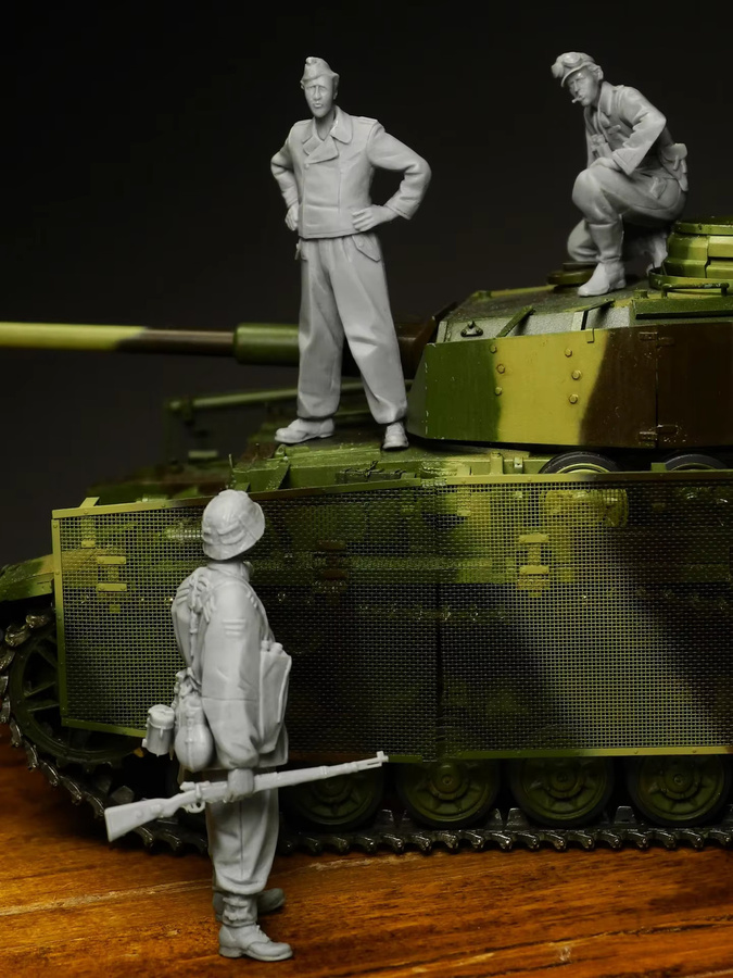 BAANFU Historische Militär-Hobby-Miniatur-Panzerbesatzung, Harzfiguren, Maßstab 1:35, 3 Personen, unmontiert und unbemalt - Bild 1