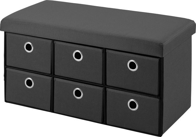 LIVARNO Sitzbank faltbar mit 6 Fächern in Anthrazit, B/T/H: 76 x 38 x 38 cm - Bild 1
