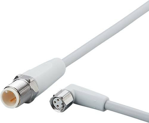 Ifm Electronic Verbindungsleitung EVF242, Stecker gerade und Buchse gewinkelt, Polzahl 3, Farbe: Grau, Länge: 0,3 m - Bild 1