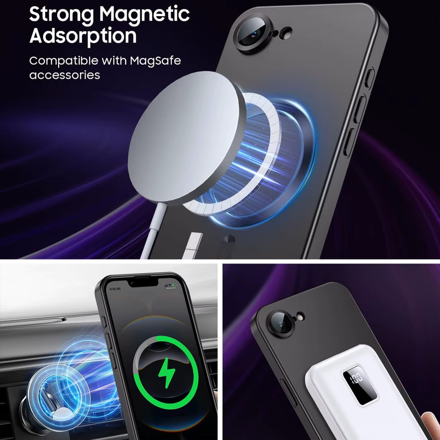 Schutzhülle für Apple iPhone 17e und iPhone 16e mit Magnetfunktion und integriertem Kameraschutz, stoßfest und schlank, in Blau oder Schwarz - Bild 2