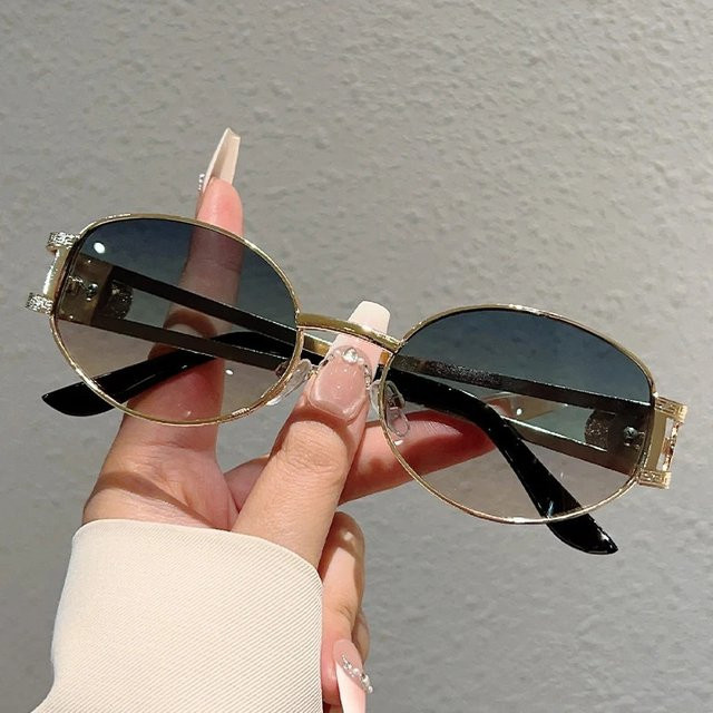 Samjune Sonnenbrille, oval, Vollrand, Metall, gold, Unisex - Bild 1