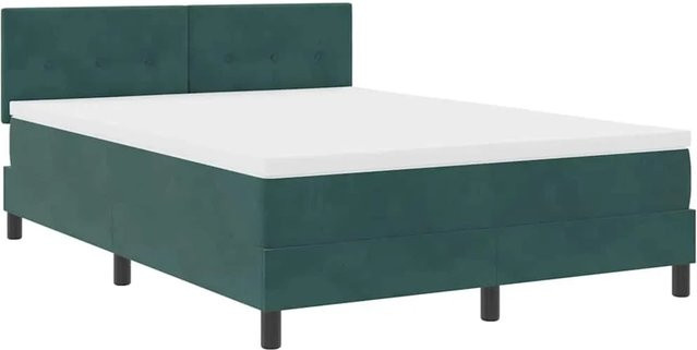 vidaXL LED Boxspringbett mit Matratze Dunkelgrün Samt B/T/H: 140 x 200 x 143 cm - Bild 1