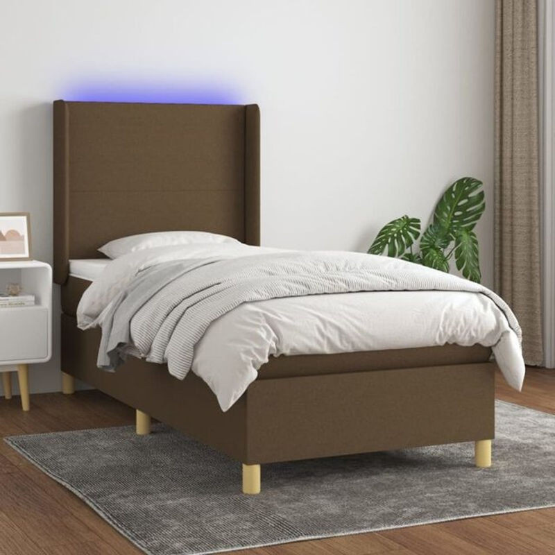 vidaxl Boxspringbett mit Matratze in Braun aus Stoff und Holzwerkstoff, B/T/H: 90 x 190 x 118 cm - Bild 1