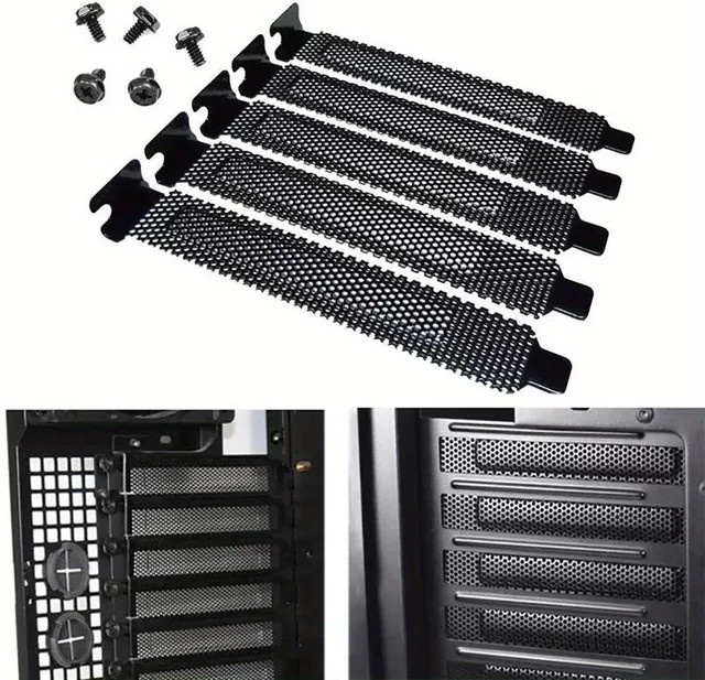 Abay PCI Slot Abdeckung Staubfilter aus hartem Stahl in Schwarz, 5 Stück für Desktop PC Belüftung - Bild 1