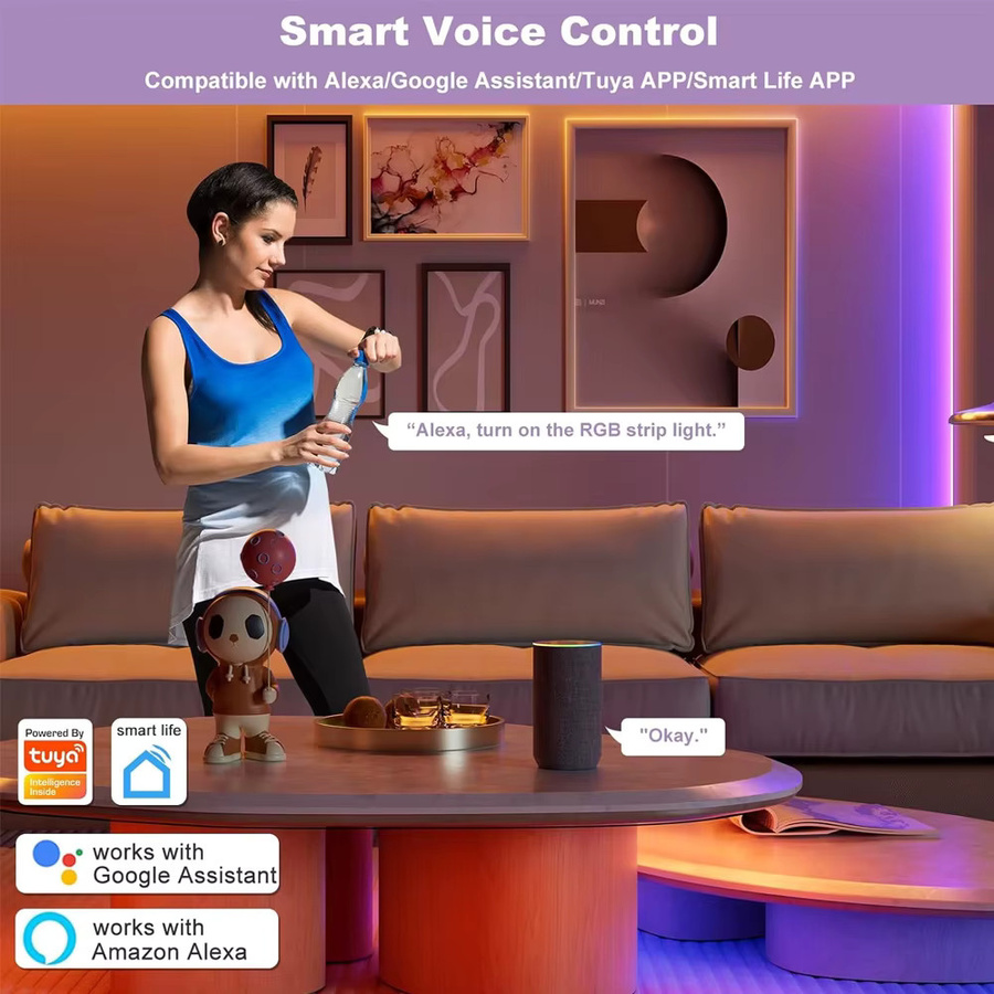 CENFAYA 5-in-1 LED-Controller für RGB, RGBW, RGBCCT und CCT LED-Streifen mit Smart Life und Tuya Smart App-Steuerung, kompatibel mit Amazon Alexa und Google Assistant - Bild 3